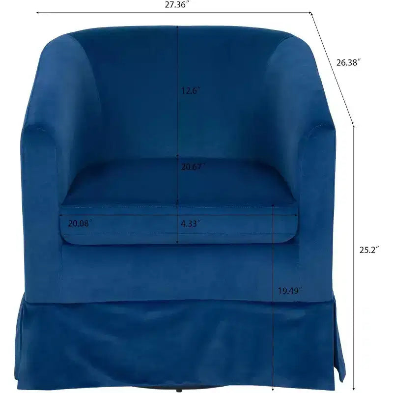 Fauteuil pivotant moderne, fauteuil d'appoint rembourré avec assise large et coussin élastique