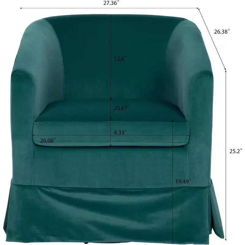 Fauteuil pivotant moderne, fauteuil d'appoint rembourré avec assise large et coussin élastique