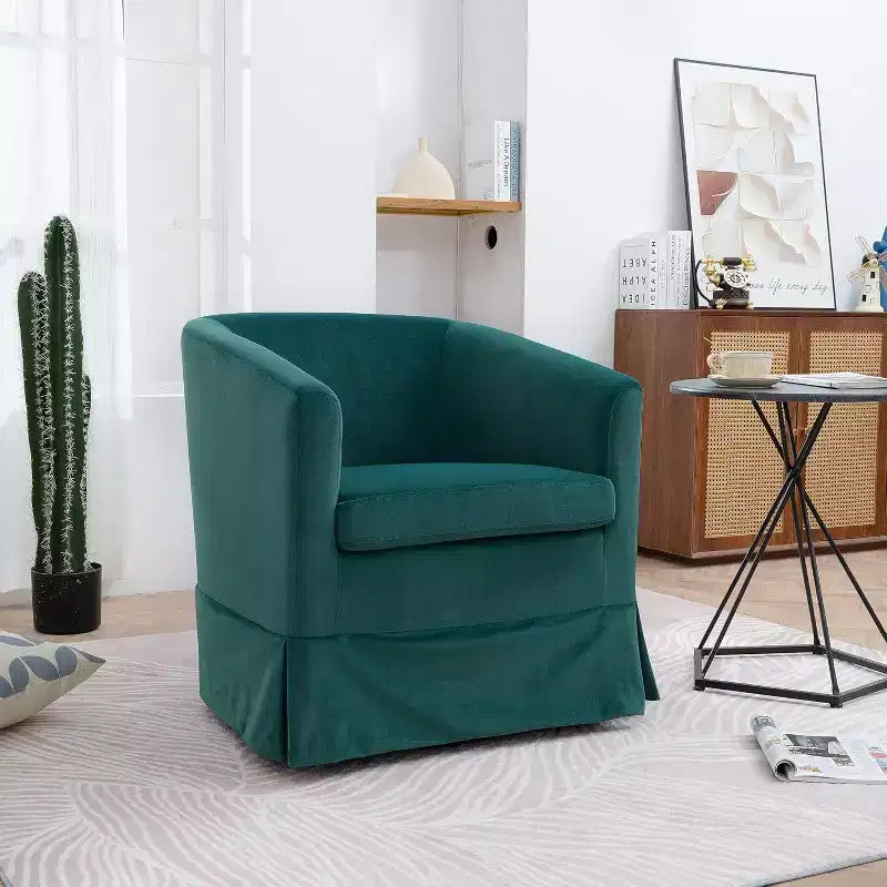 Fauteuil pivotant moderne, fauteuil d'appoint rembourré avec assise large et coussin élastique