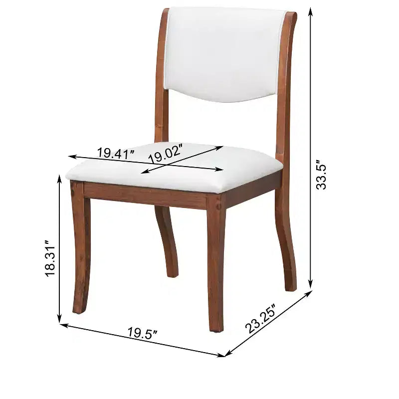 Lot de 2 chaises de salle à manger sans accoudoirs avec assise rembourrée et cadre en bois massif