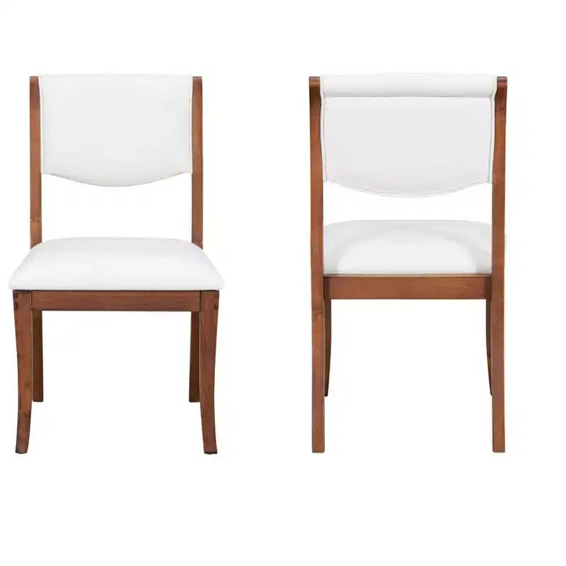 Lot de 2 chaises de salle à manger sans accoudoirs avec assise rembourrée et cadre en bois massif