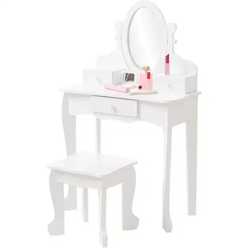 Coiffeuse pour enfants avec miroir réglable, table de jeu de simulation pour enfant, chaise et accessoires de maquillage