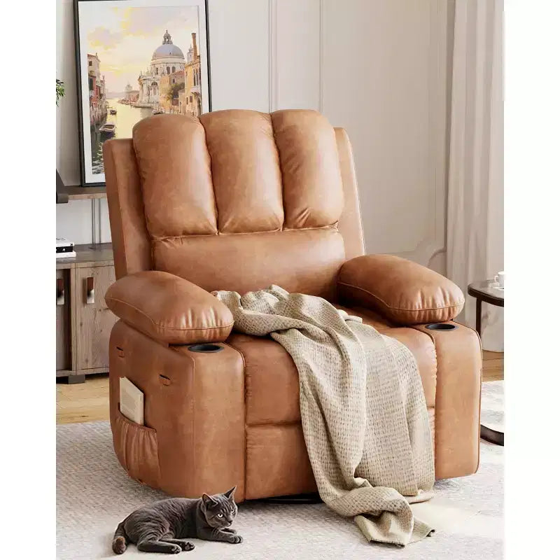Grand fauteuil inclinable pour adultes en cuir PU, inclinable manuel, canapé en éponge épaisse