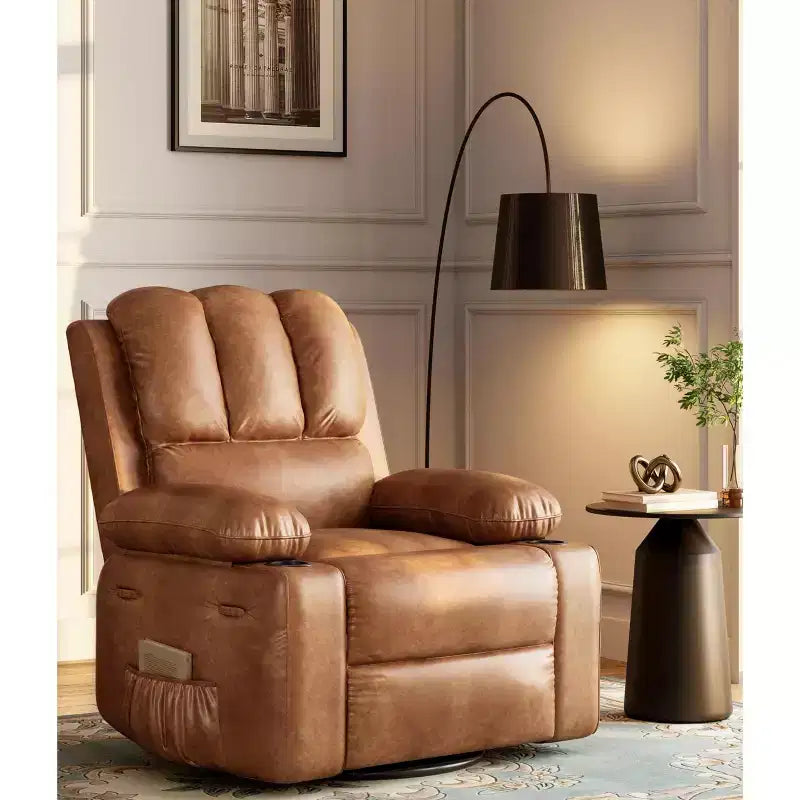 Grand fauteuil inclinable pour adultes en cuir PU, inclinable manuel, canapé en éponge épaisse