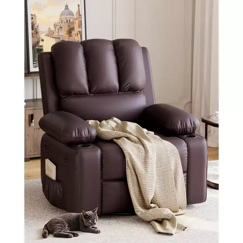 Grand fauteuil inclinable pour adultes en cuir PU, inclinable manuel, canapé en éponge épaisse
