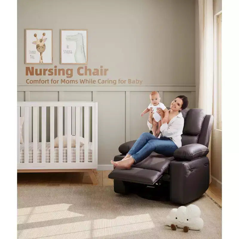 Grand fauteuil inclinable pour adultes en cuir PU, inclinable manuel, canapé en éponge épaisse