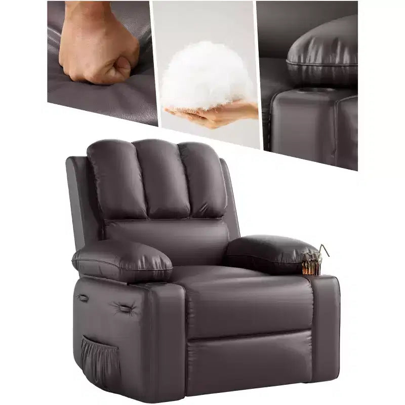 Grand fauteuil inclinable pour adultes en cuir PU, inclinable manuel, canapé en éponge épaisse