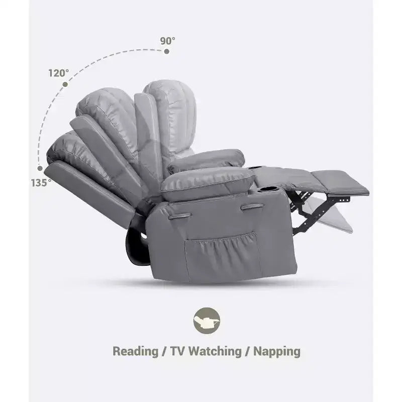 Grand fauteuil inclinable pour adultes en cuir PU, inclinable manuel, canapé en éponge épaisse