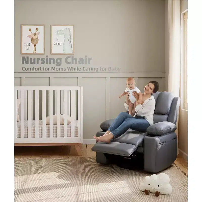 Grand fauteuil inclinable pour adultes en cuir PU, inclinable manuel, canapé en éponge épaisse