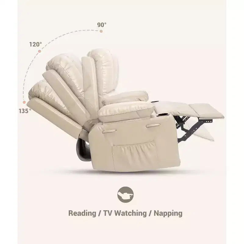 Grand fauteuil inclinable pour adultes en cuir PU, inclinable manuel, canapé en éponge épaisse