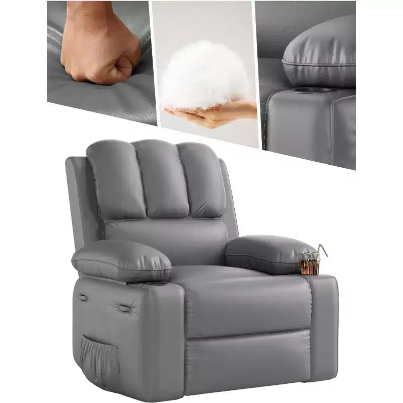 Grand fauteuil inclinable pour adultes en cuir PU, inclinable manuel, canapé en éponge épaisse