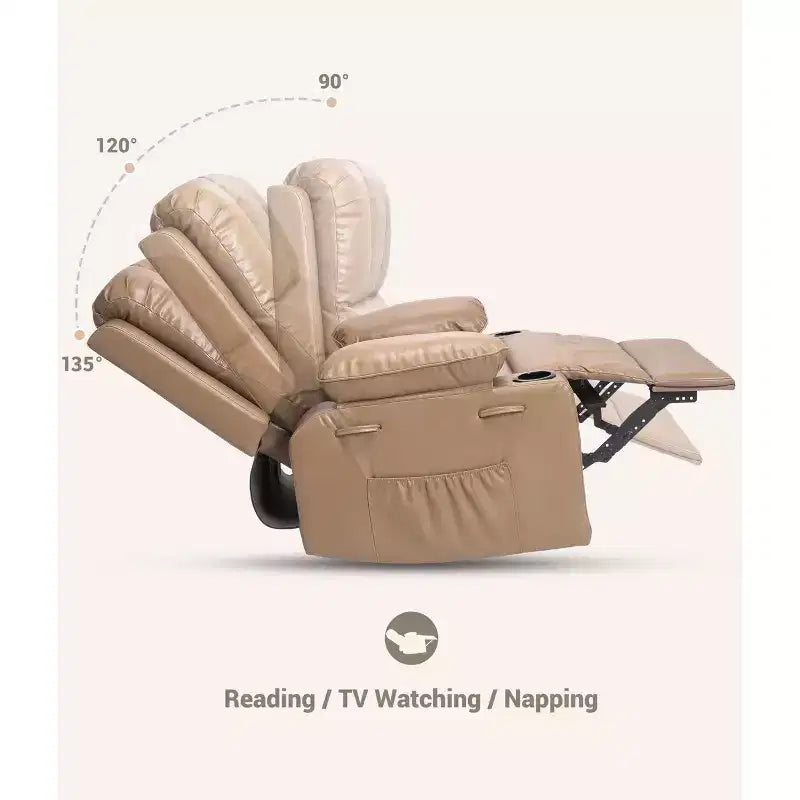 Grand fauteuil inclinable pour adultes en cuir PU, inclinable manuel, canapé en éponge épaisse