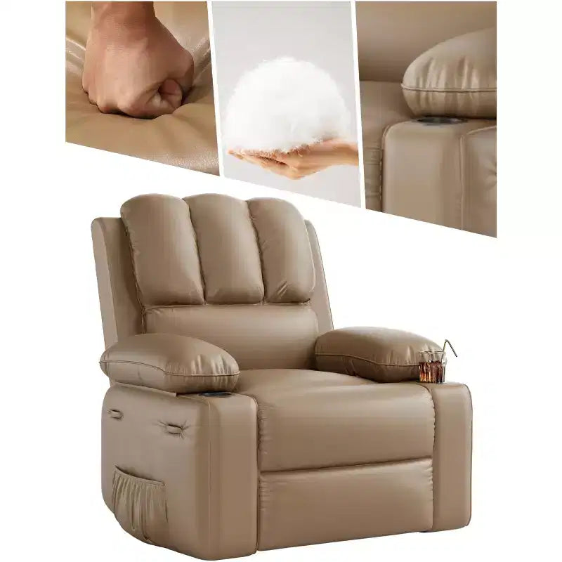 Grand fauteuil inclinable pour adultes en cuir PU, inclinable manuel, canapé en éponge épaisse