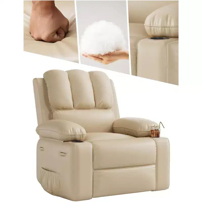Grand fauteuil inclinable pour adultes en cuir PU, inclinable manuel, canapé en éponge épaisse