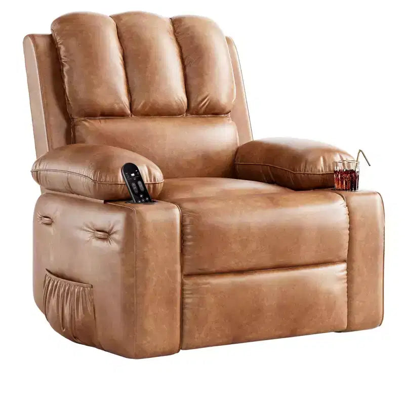 Grand fauteuil inclinable pour adultes en cuir PU, inclinable manuel, canapé en éponge épaisse