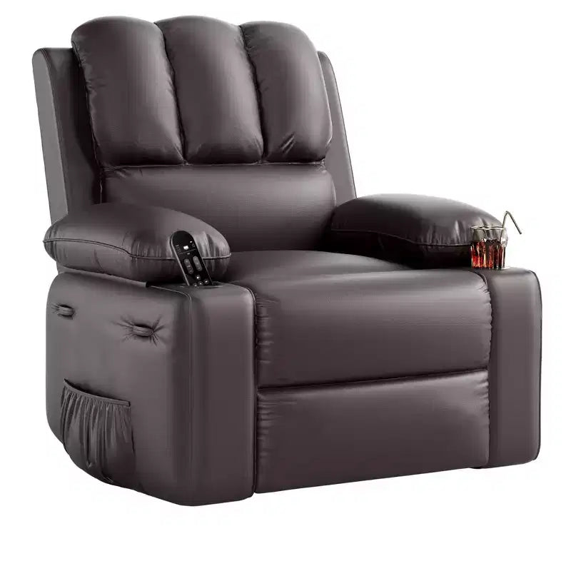 Grand fauteuil inclinable pour adultes en cuir PU, inclinable manuel, canapé en éponge épaisse