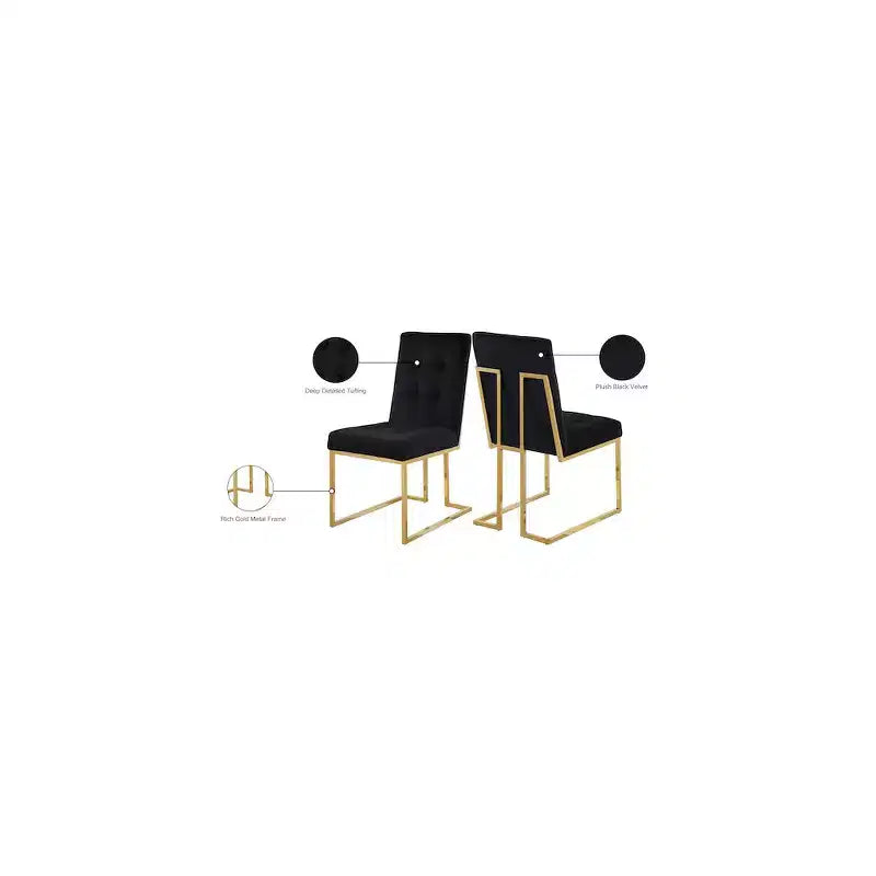 Chaise de salle à manger en velours, lot de 2