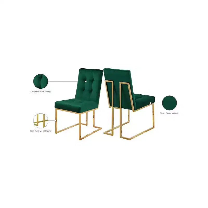 Chaise de salle à manger en velours, lot de 2