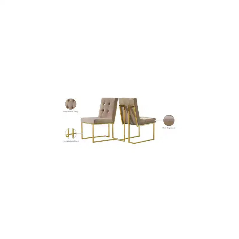 Chaise de salle à manger en velours, lot de 2