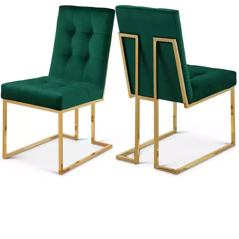 Chaise de salle à manger en velours, lot de 2