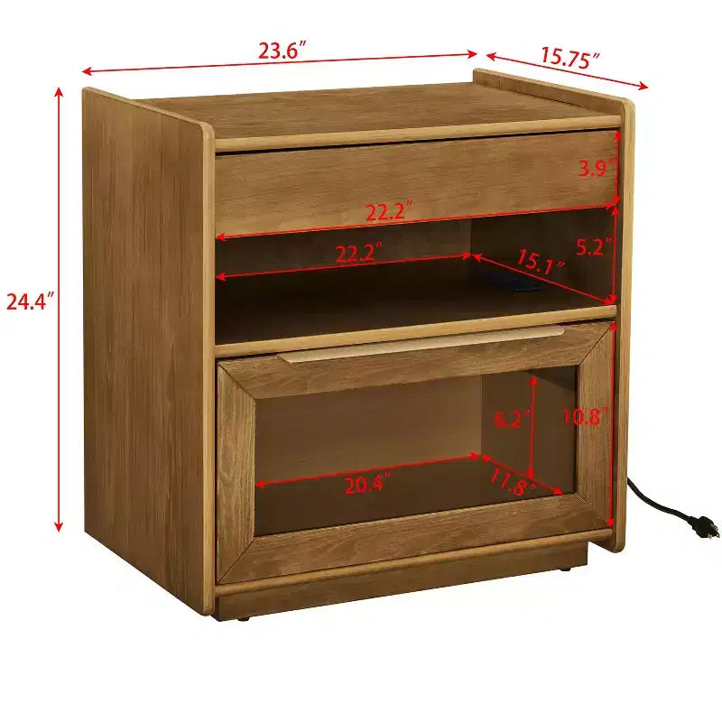 Table d'appoint avec 2 tiroirs, table de chevet moderne en bois pour chambre à coucher, table basse de canapé