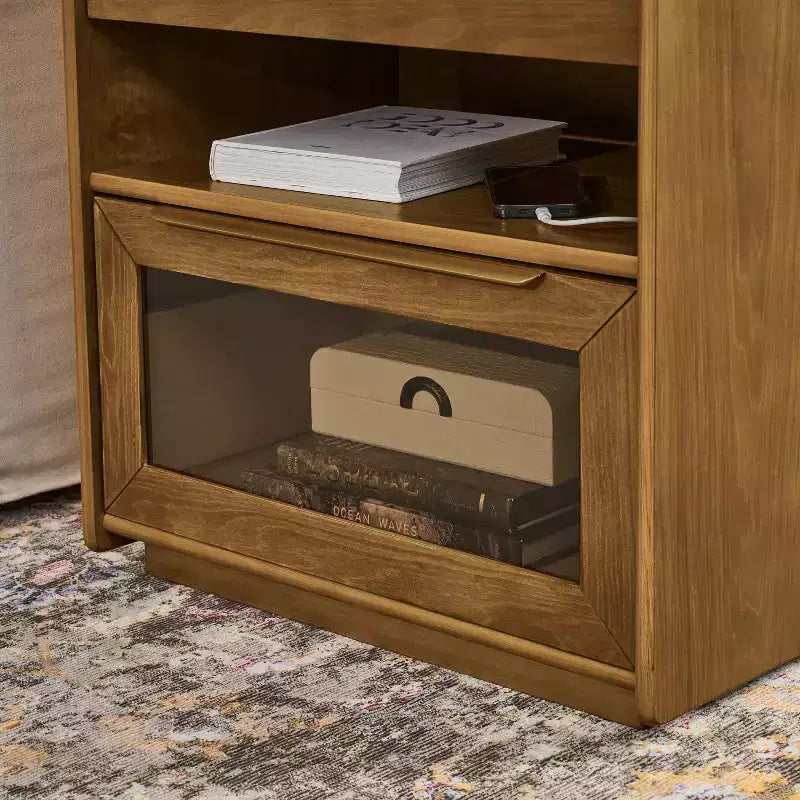 Table d'appoint avec 2 tiroirs, table de chevet moderne en bois pour chambre à coucher, table basse de canapé