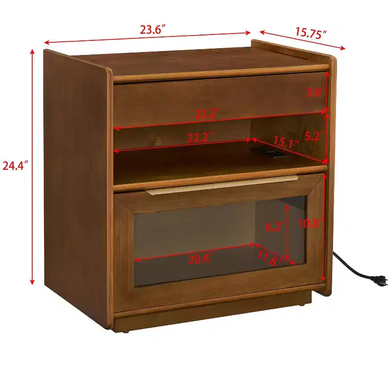 Table d'appoint avec 2 tiroirs, table de chevet moderne en bois pour chambre à coucher, table basse de canapé