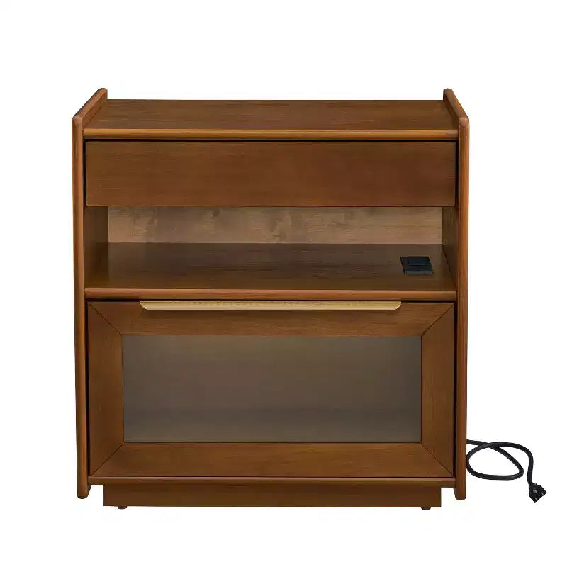 Table d'appoint avec 2 tiroirs, table de chevet moderne en bois pour chambre à coucher, table basse de canapé