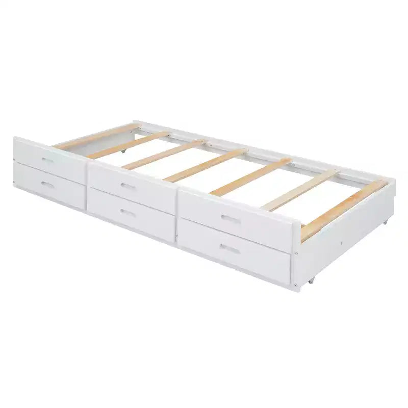 Cadre de lit plateforme en bois avec tête de lit de rangement et prises électriques