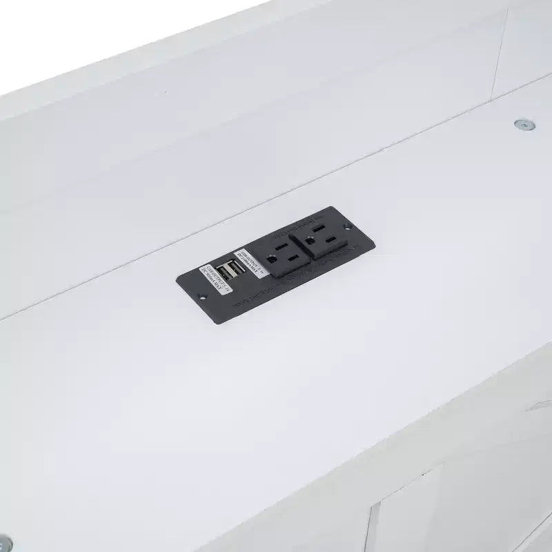 Cadre de lit plateforme en bois avec tête de lit de rangement et prises électriques