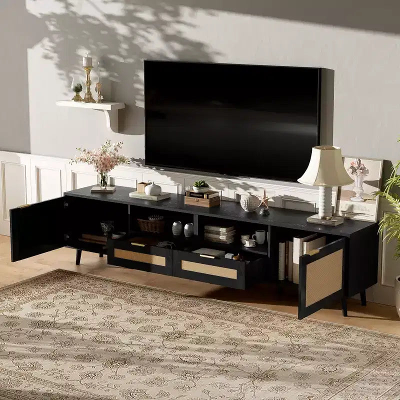 Meuble TV en rotin Meuble TV console de ferme Meuble TV centre de divertissement