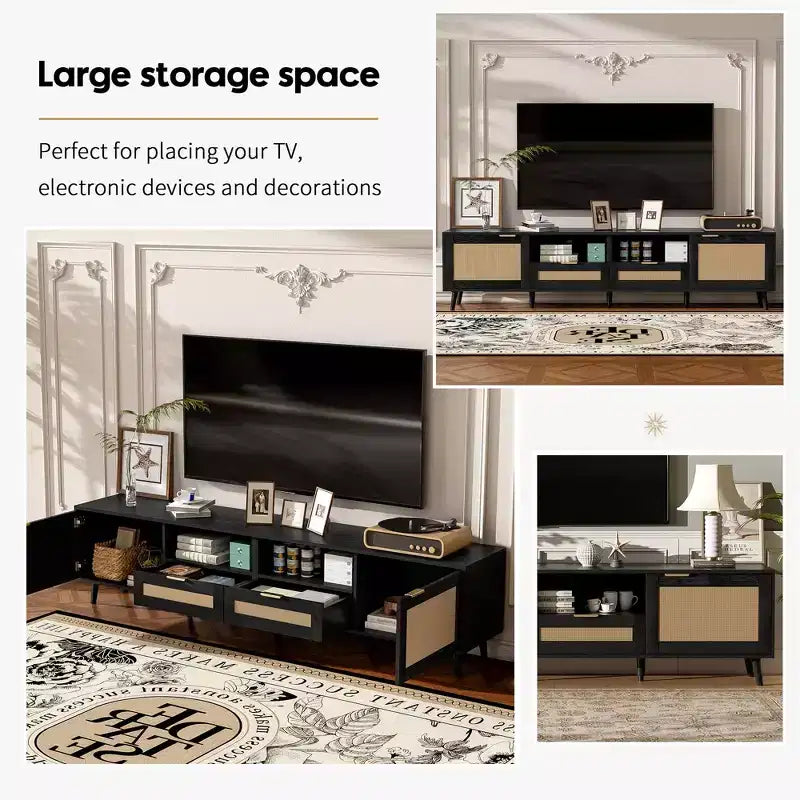 Meuble TV en rotin Meuble TV console de ferme Meuble TV centre de divertissement
