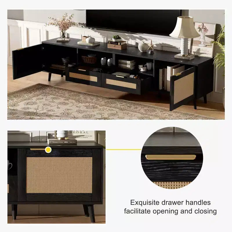Meuble TV en rotin Meuble TV console de ferme Meuble TV centre de divertissement