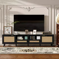 Rattan TV Stand for TVs up to 85, Farmhous TV Console Media Console Entertainment Center with 2 Drawers - ModernLuxe
