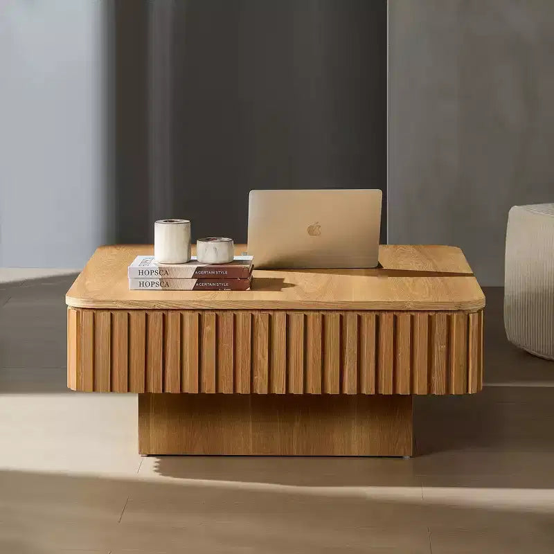 Table basse relevable, table basse de forme carrée, table basse de salon de forme tambour