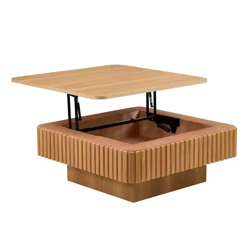 Table basse relevable, table basse de forme carrée, table basse de salon de forme tambour