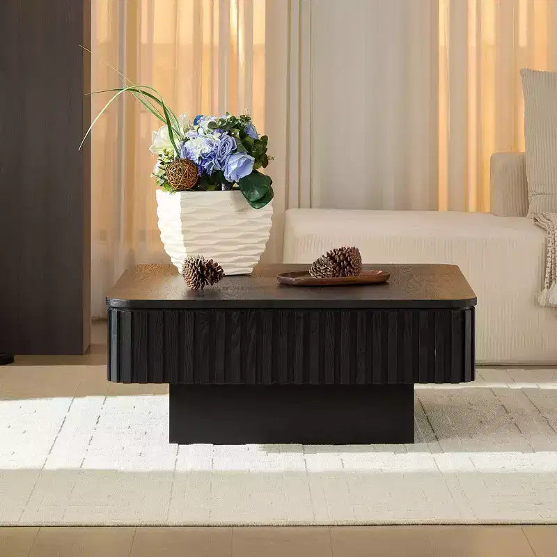 Table basse relevable, table basse de forme carrée, table basse de salon de forme tambour