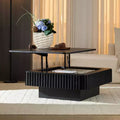 Lift Top Coffee Table Handcraft Drum Cocktail Table Square Center Table Accent Table Sofa Side Table with Hidden Storage Space - ModernLuxe