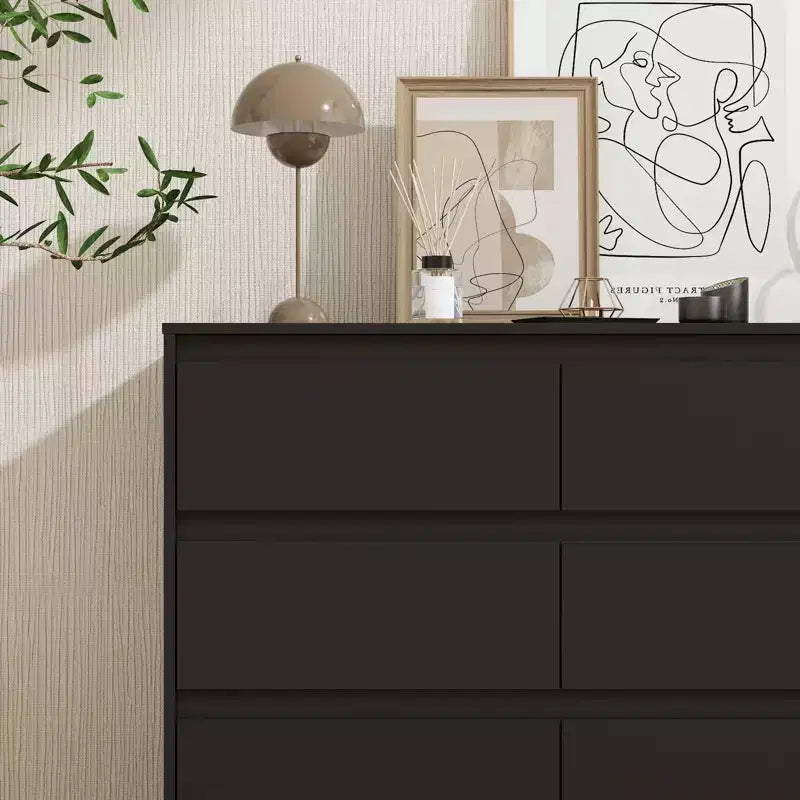 Commode minimaliste contemporaine à 9 tiroirs, rangement spacieux