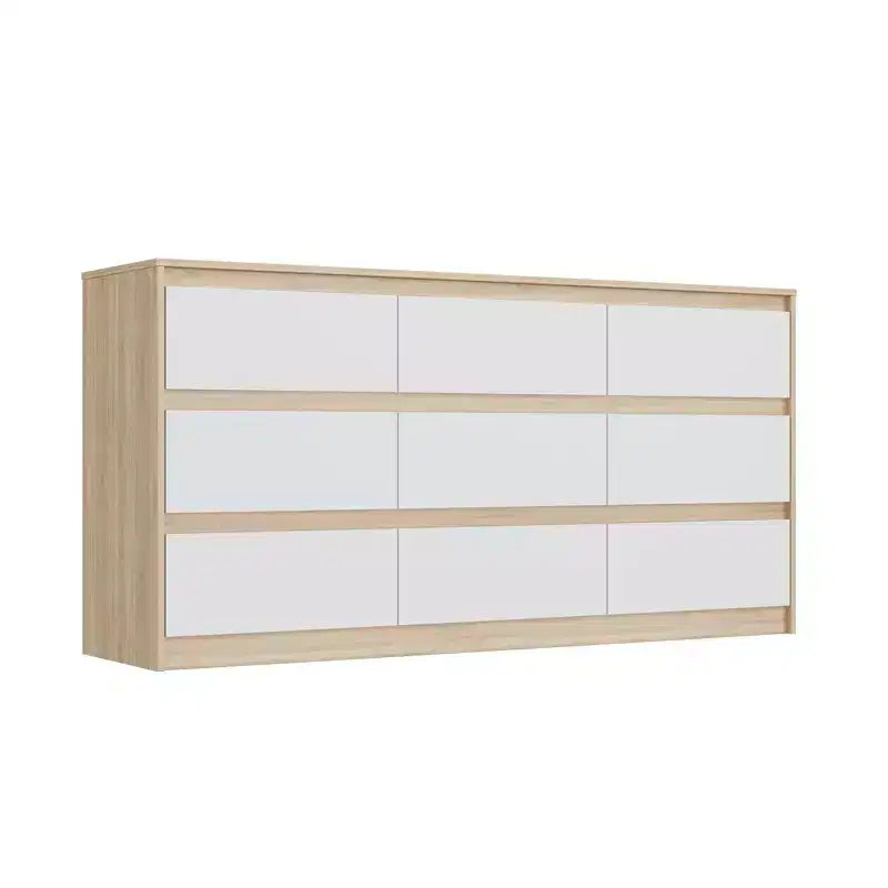 Commode minimaliste contemporaine à 9 tiroirs, rangement spacieux