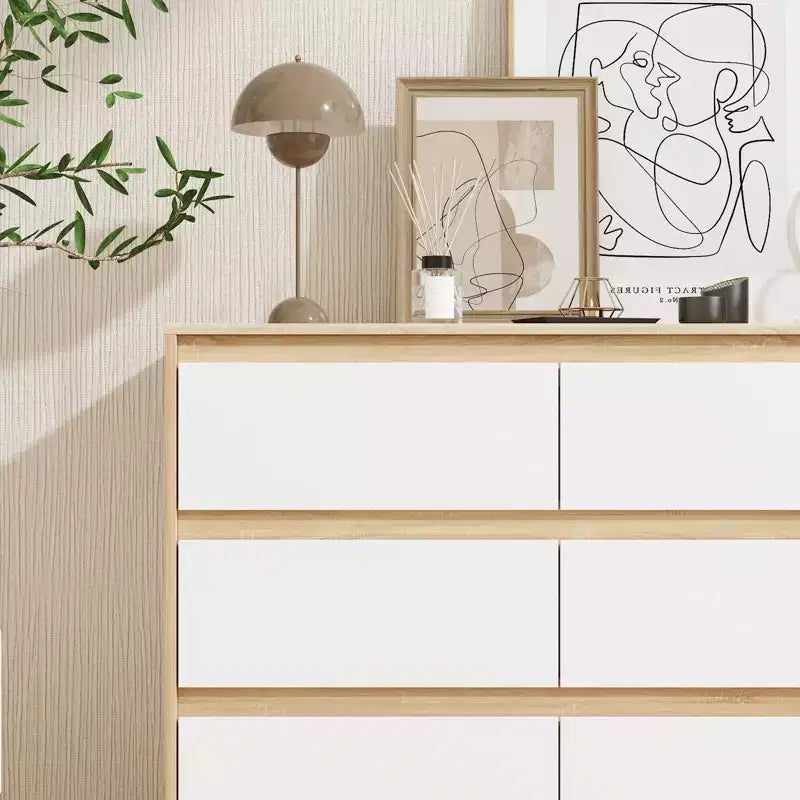 Commode minimaliste contemporaine à 9 tiroirs, rangement spacieux