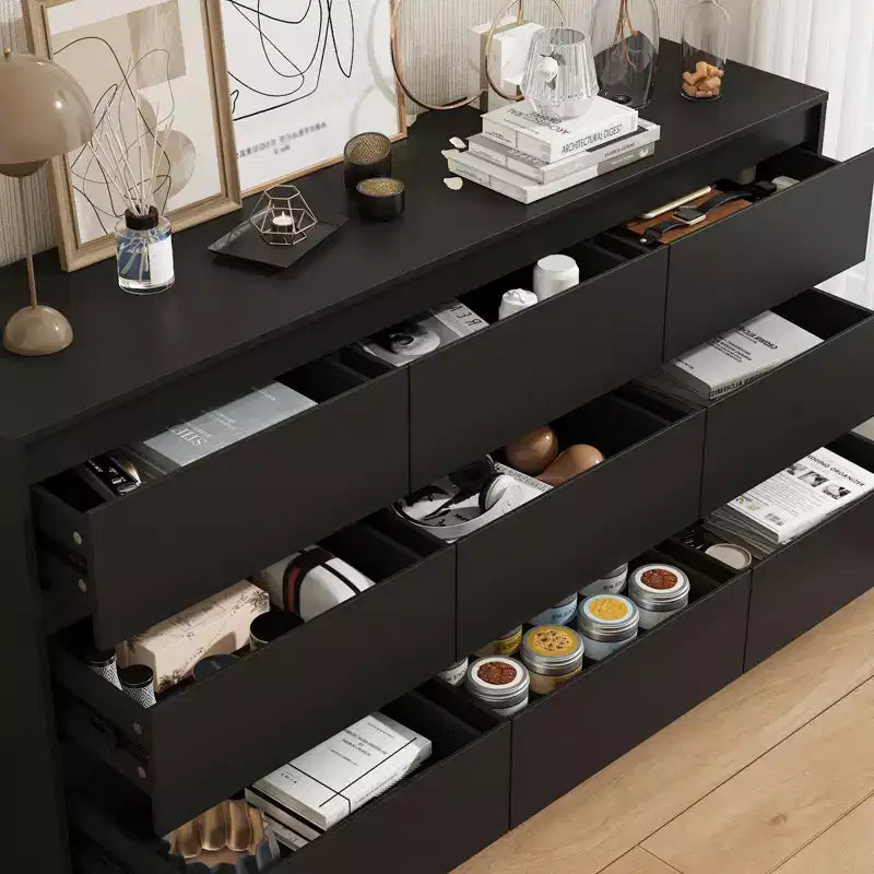 Commode minimaliste contemporaine à 9 tiroirs, rangement spacieux