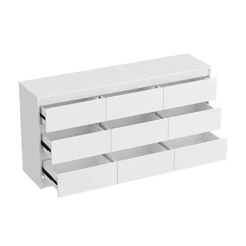 Commode minimaliste contemporaine à 9 tiroirs, rangement spacieux