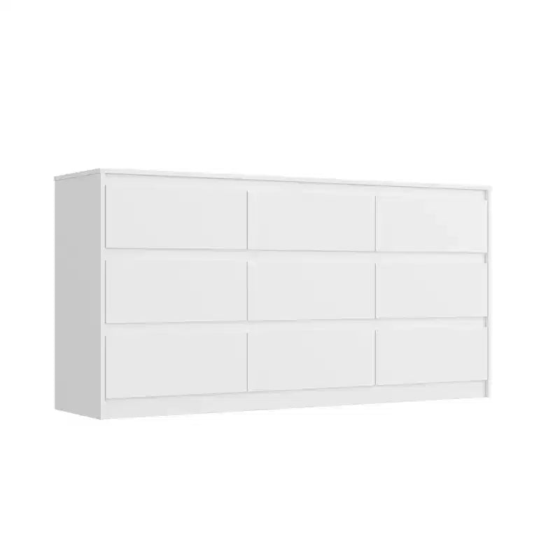 Commode minimaliste contemporaine à 9 tiroirs, rangement spacieux