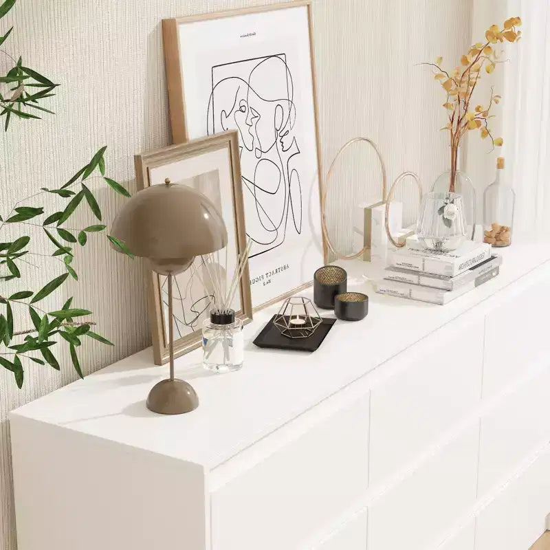 Commode minimaliste contemporaine à 9 tiroirs, rangement spacieux