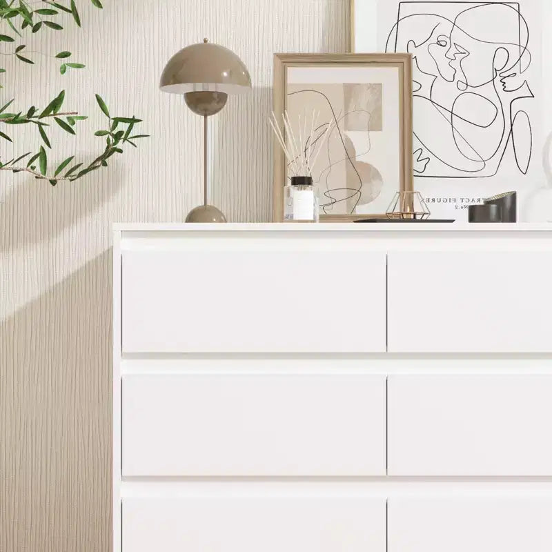 Commode minimaliste contemporaine à 9 tiroirs, rangement spacieux