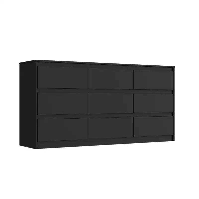 Commode minimaliste contemporaine à 9 tiroirs, rangement spacieux
