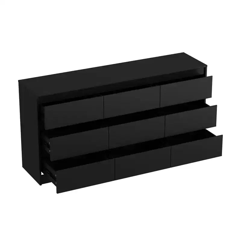 Commode minimaliste contemporaine à 9 tiroirs, rangement spacieux
