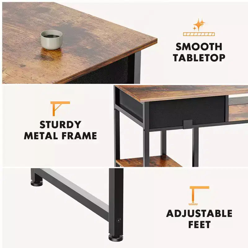 Bureau d'ordinateur avec rangement, petite table d'étude PC pour bureau à domicile
