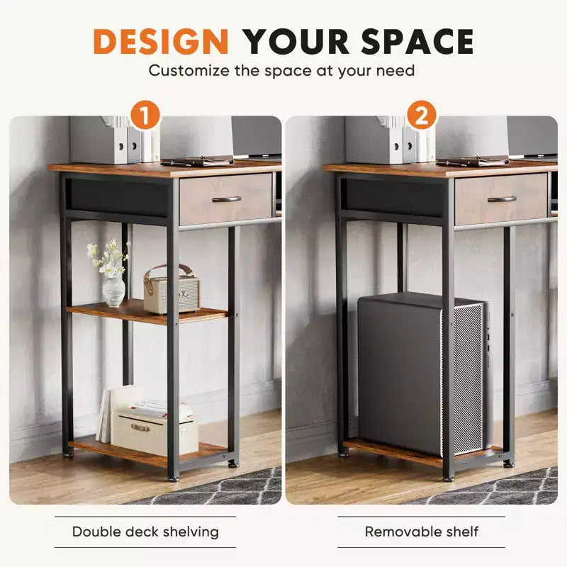 Bureau d'ordinateur avec rangement, petite table d'étude PC pour bureau à domicile